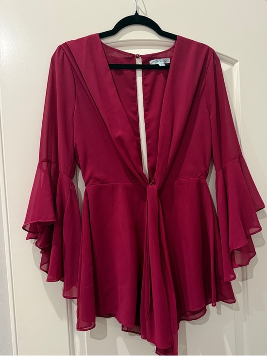 She + Sky Pants - She + Sky Magenta Ruffled Romper